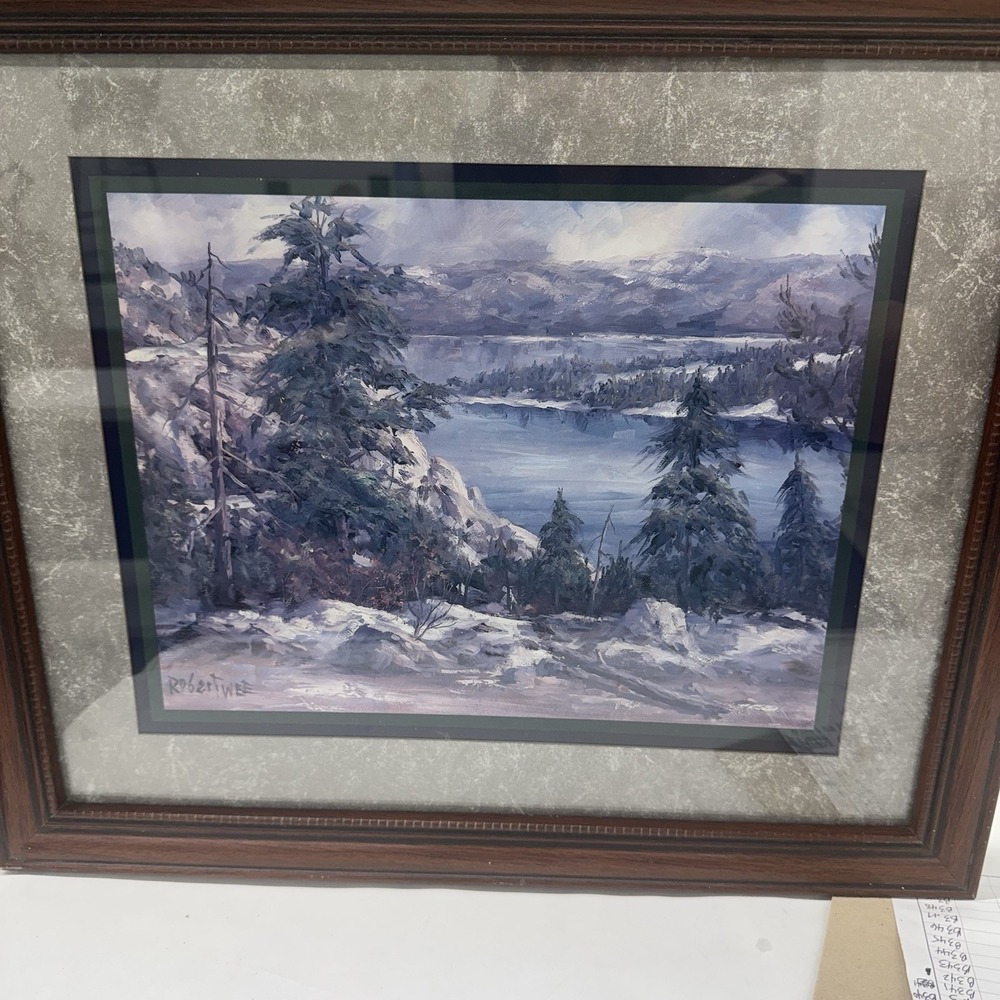 ROBERT WEE Framed & Matted Winter Landscape Print 19" X 16"  Vintage
